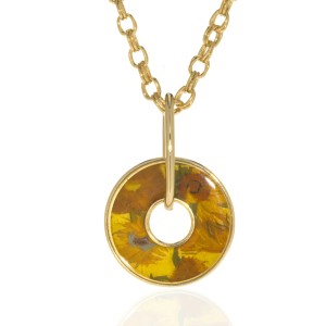 Van Gogh Zonnebloemen Ketting met hanger 22kt goud verguld, door Erwin Pearl®