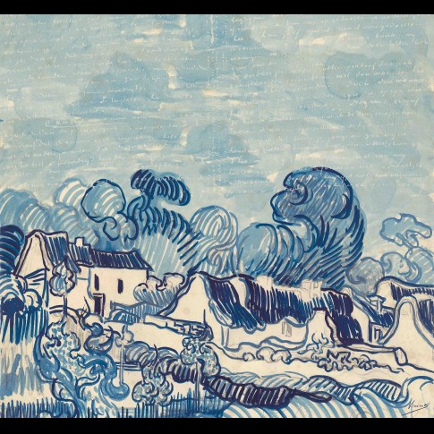Van Gogh 3D Behang Landschap met huizen